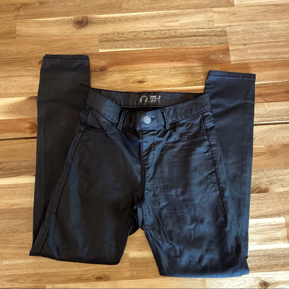 Wonder Nation Black pleather JEGGINGs size L 10/12